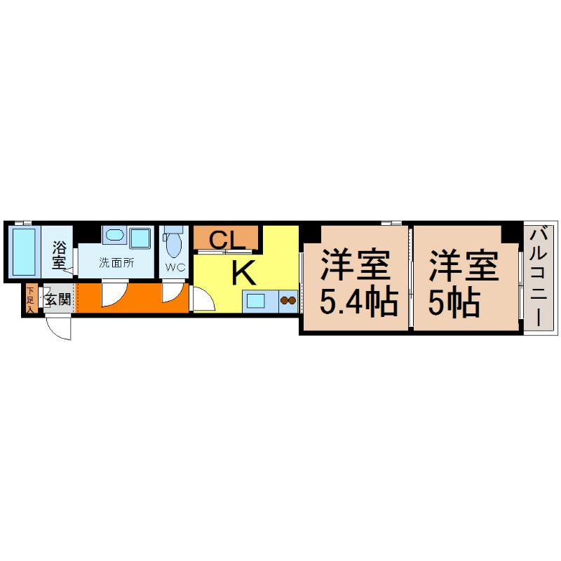 BS117ノース(2K/2階)の間取り写真