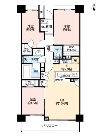 パークホームズ中野(3LDK/7階)の間取り写真