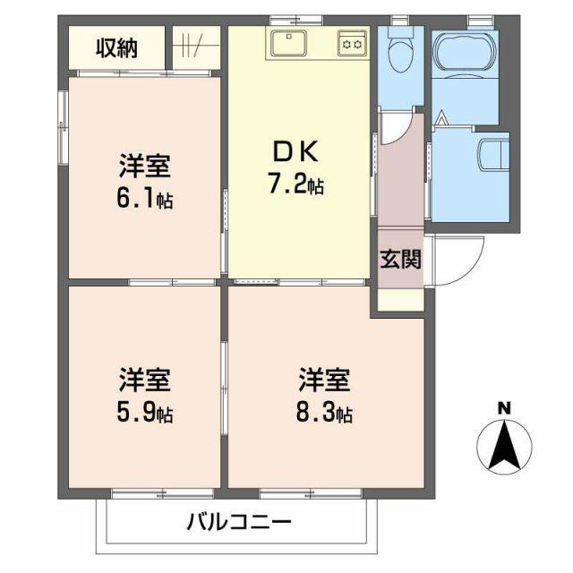 プライム イースト(3DK/2階)の間取り写真