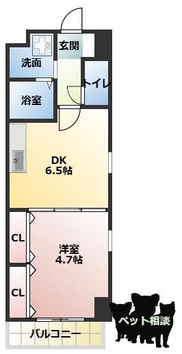 ビエラ江戸堀(1DK/4階)の間取り写真