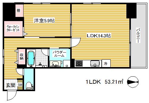 エルイソベ三宮(1LDK/9階)の間取り写真