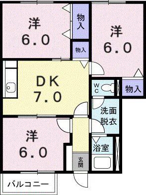 プレッソ新川(3DK/1階)の間取り写真