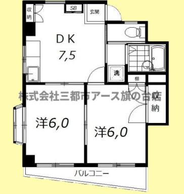 PARKVIEW伊藤(2DK/2階)の間取り写真