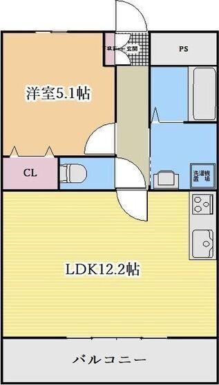 覚王ハイツ(1LDK/3階)の間取り写真