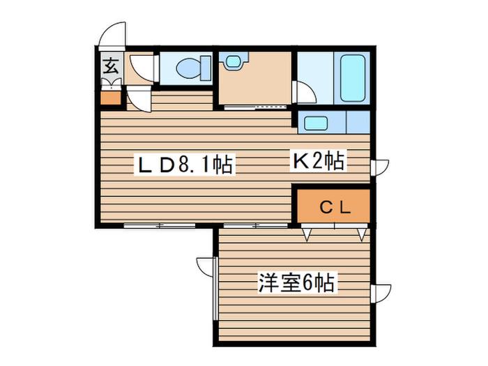 ウイング麻生(1LDK/2階)の間取り写真