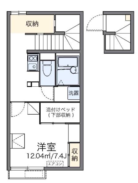 ブライトセゾン(1K/2階)の間取り写真