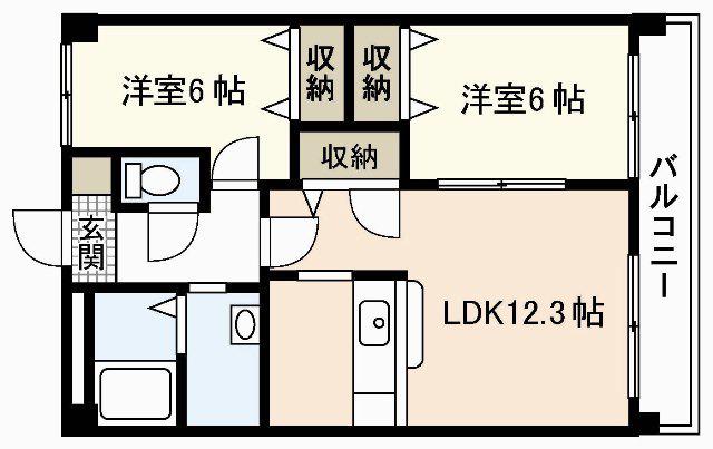 ロジュマンHIGASHI弐番館(2LDK/5階)の間取り写真