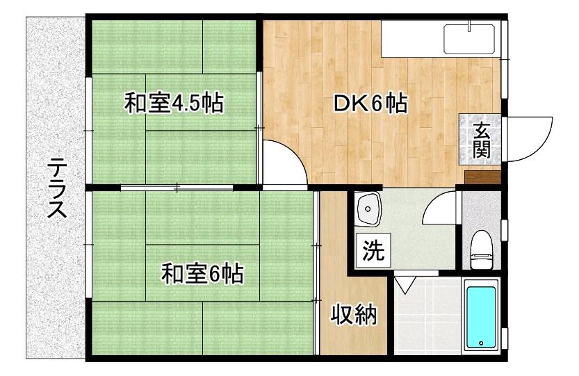 パナハイツさつき(2DK/1階)の間取り写真