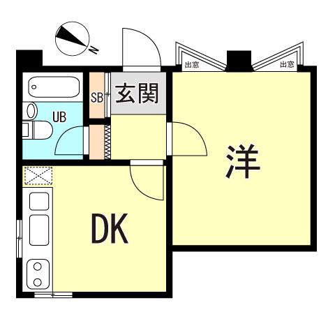 シャトーDE須磨離宮(1DK/1階)の間取り写真