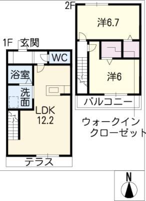 ヘーベルメゾン垂井 A棟(2LDK/2階)の間取り写真