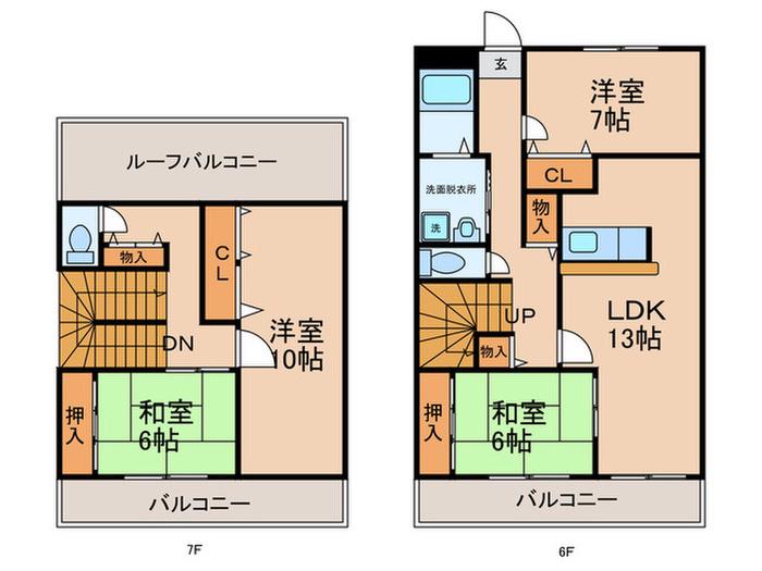 グランドール東田辺(4LDK/6階)の間取り写真