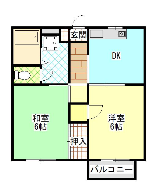 エルディム松並木(2DK/2階)の間取り写真