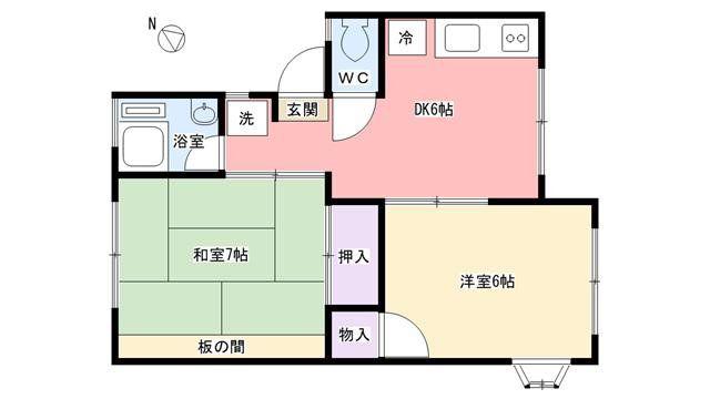 ハイツ晴嵐(2DK/2階)の間取り写真