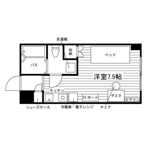 学生会館 オンズオーワン(ワンルーム/2階)の間取り写真