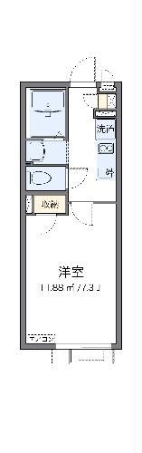 クレイノコルノ(1K/2階)の間取り写真
