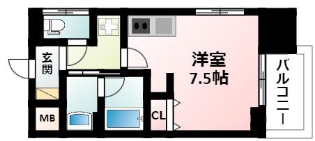 パークフラッツ東三国(ワンルーム/8階)の間取り写真