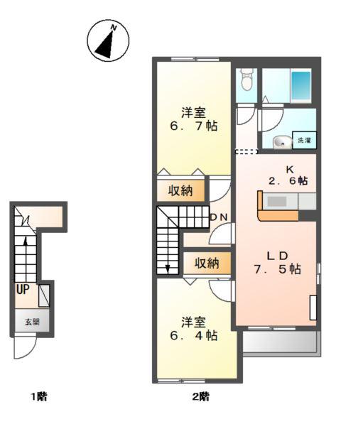 コーポTSUBAKI(2LDK/2階)の間取り写真