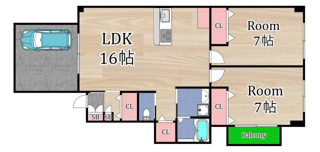 アヴェニ-ル(2LDK/1階)の間取り写真