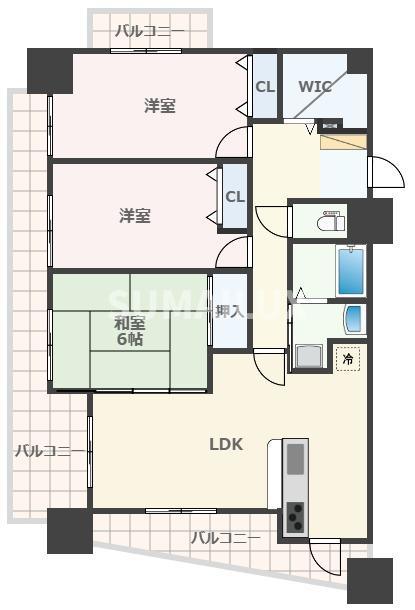 コアマンションネクステージ下通(3LDK/2階)の間取り写真