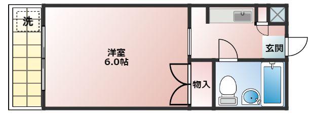 ロイヤルコンフォート草香江203号(1K/2階)の間取り写真