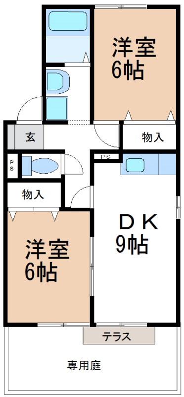 セジュールリベルデ(2DK/1階)の間取り写真