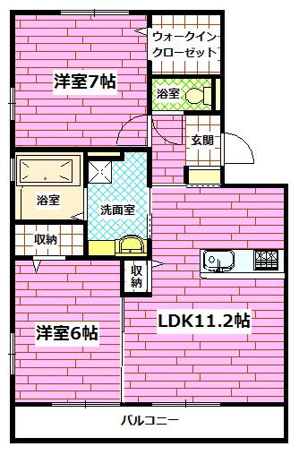 グリーンヒルズガーデン(2LDK/1階)の間取り写真