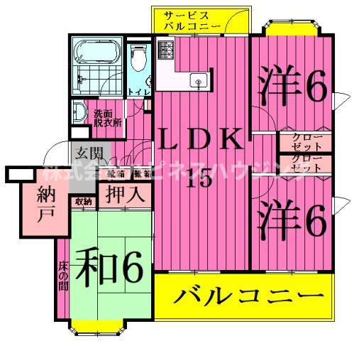 センターパーク新柏B棟センターパークシンカシワビートウ(3SLDK/1階)の間取り写真