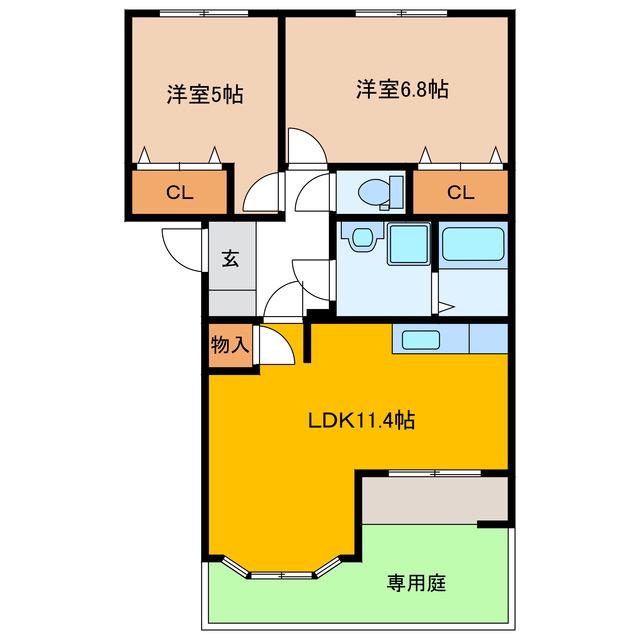 マリアージュ I(2LDK/1階)の間取り写真