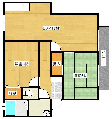 ウィンディアFURUBAYASI(2LDK/2階)の間取り写真