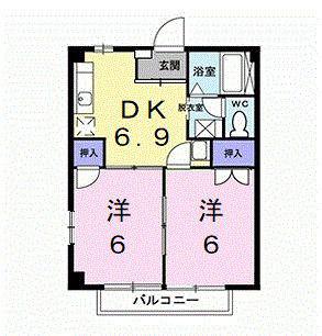アーバンハイツB(2DK/2階)の間取り写真
