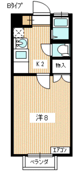 アレス秋根(1K/2階)の間取り写真