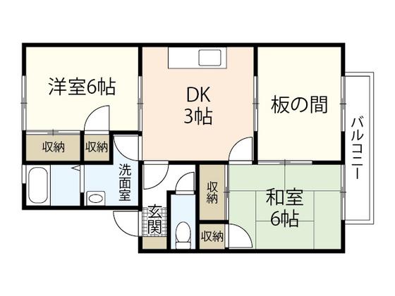 ハイカムール下温品(3DK/1階)の間取り写真