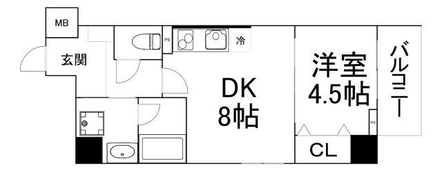 グランディール鷺洲(1DK/5階)の間取り写真