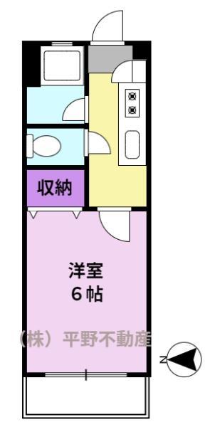 里村ビル(1K/2階)の間取り写真