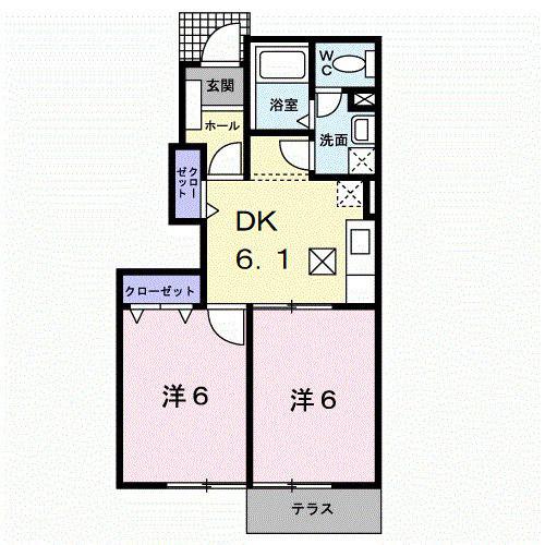 パークヒルズ(2DK/1階)の間取り写真