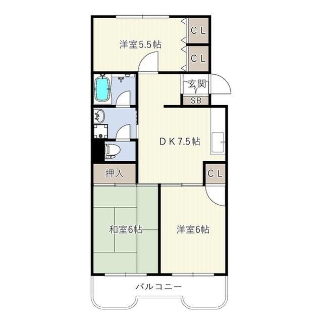 INOVE横濱長津田(3DK/3階)の間取り写真