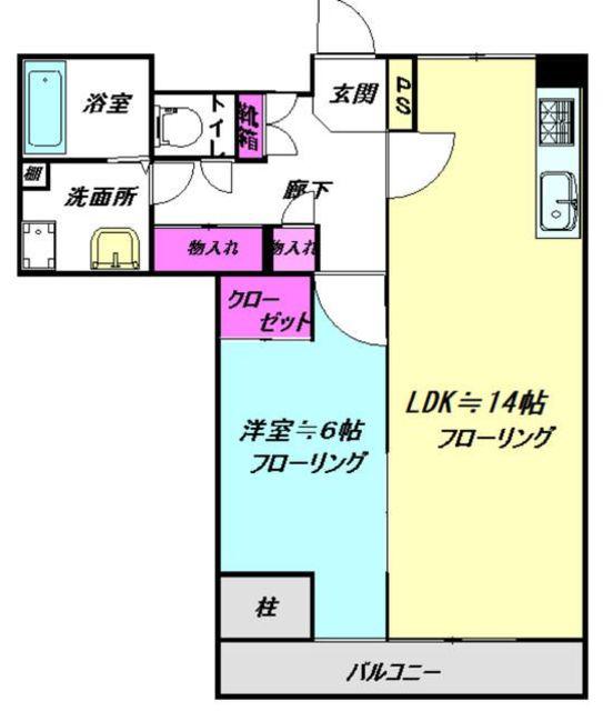 グランウフ保坂(1LDK/5階)の間取り写真
