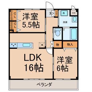 STELLA梅森坂(2LDK/2階)の間取り写真