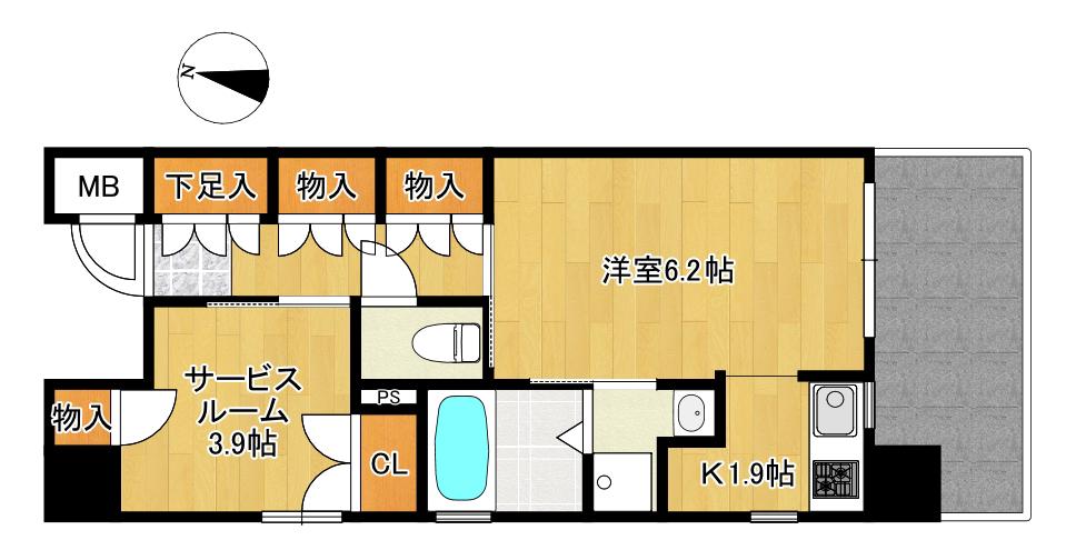 PAPILLON UN(1SK/7階)の間取り写真