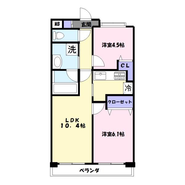レジデンスみのり台(2LDK/3階)の間取り写真