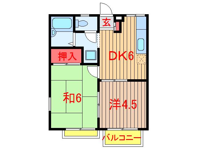 エステートピア咲が丘1・2(2DK/2階)の間取り写真