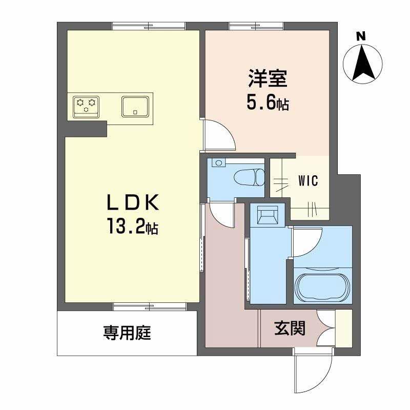ファミール夜寒(1LDK/1階)の間取り写真
