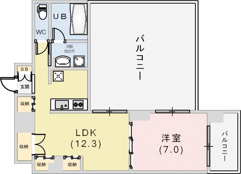 アルファレガロ神戸ウエスト(1LDK/9階)の間取り写真