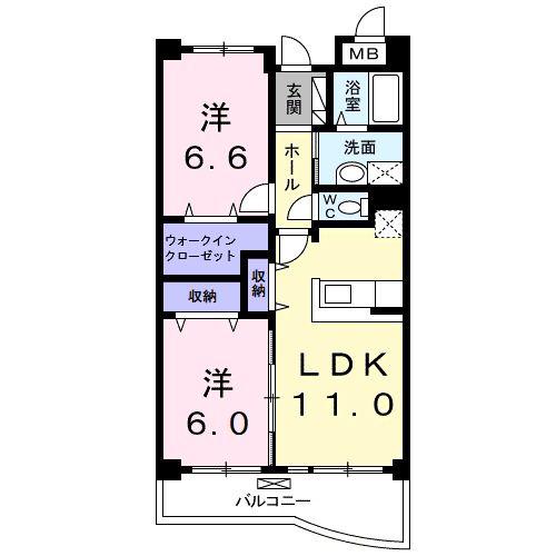 サニードエル2(2LDK/1階)の間取り写真
