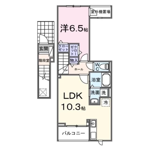 ヒカルサ清水本町(1LDK/2階)の間取り写真