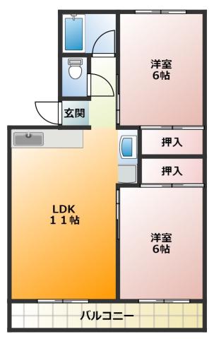 マンション110(2LDK/3階)の間取り写真