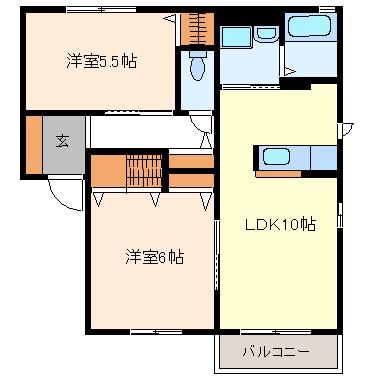 ラヴィアンロ一ズ C棟(2LDK/1階)の間取り写真