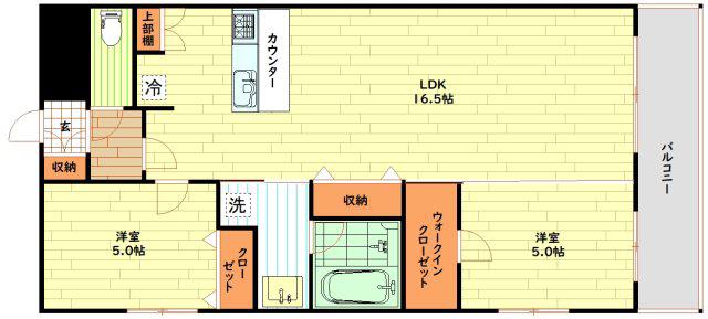 スプランディット難波ウエストIII(2LDK/11階)の間取り写真