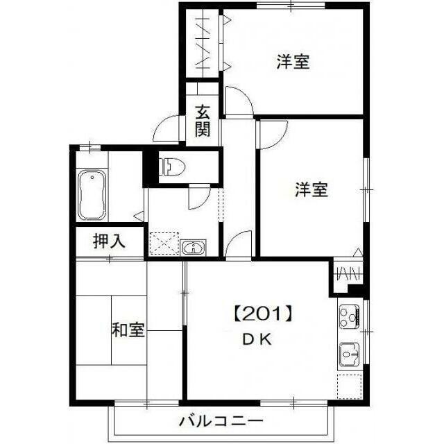 ボナールI(3DK/2階)の間取り写真