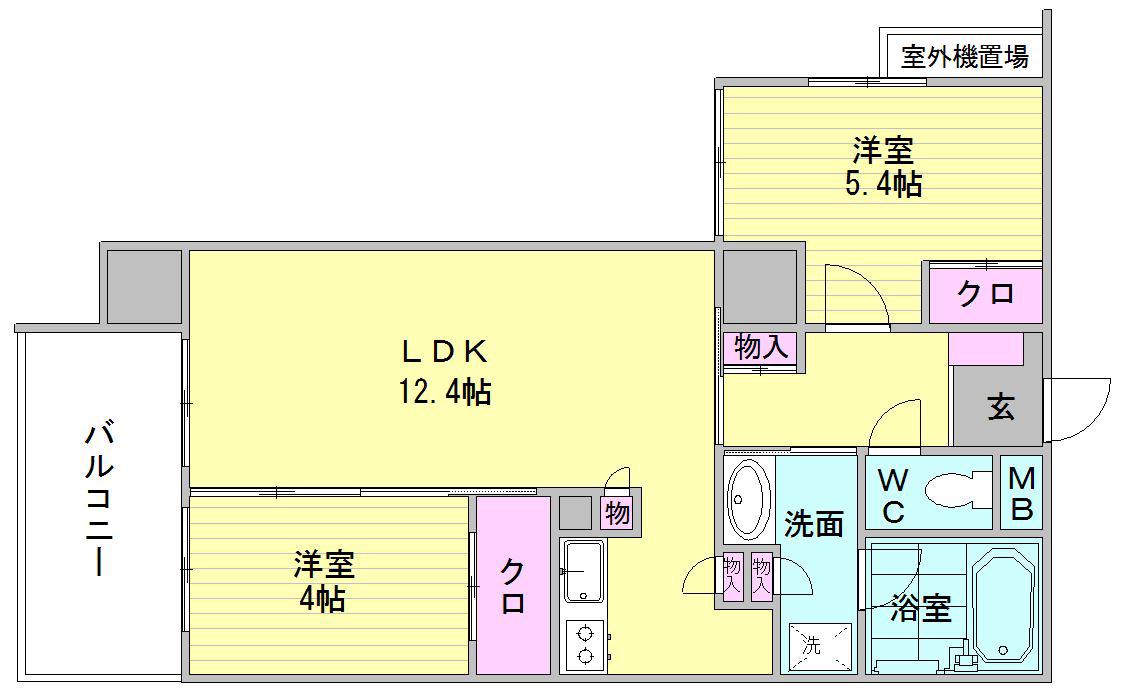 ONE PASEO(2LDK/11階)の間取り写真